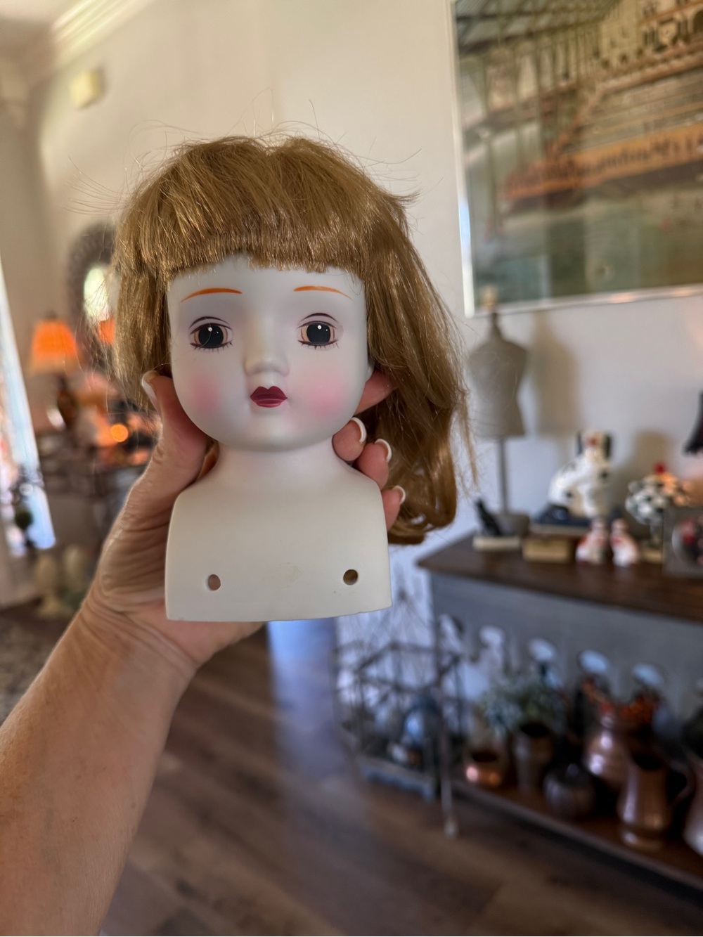 Vintage Porcelain Doll Head Accent in Blonde and White for Crafting - Picture 3 of 14